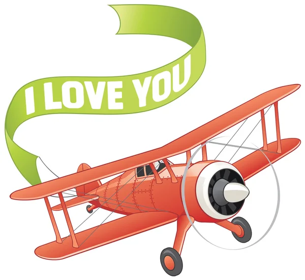 Самолет с плакатом любви — стоковый вектор