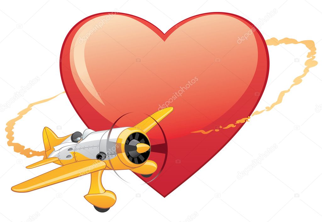 Download Plane on the heart background — Stock Vector ...