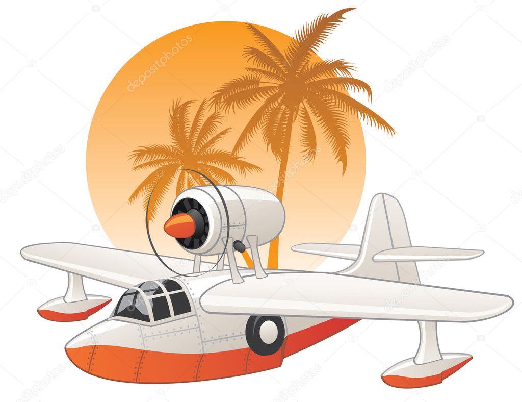 Seaplane on the tropical background