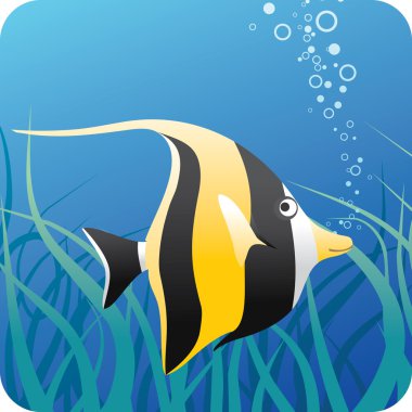 Tropical fish under water clipart