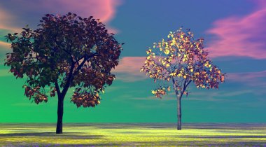 Landscape and trees clipart