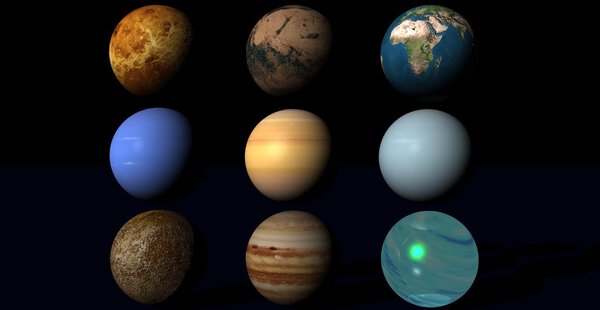 Nine various planets in the universe