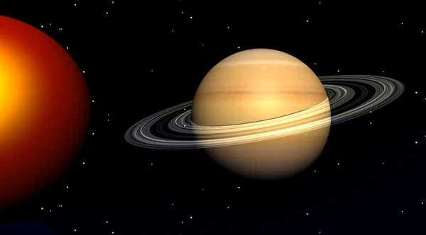 Сатурн и солнце — стоковое фото