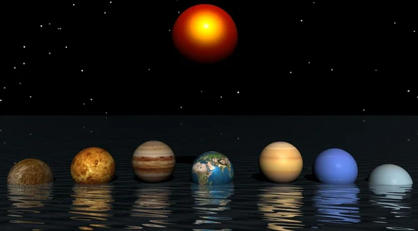 Planeten und Sonne — Stockfoto