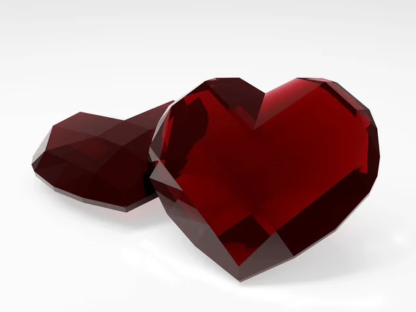 Twee ruby hart — Stockfoto