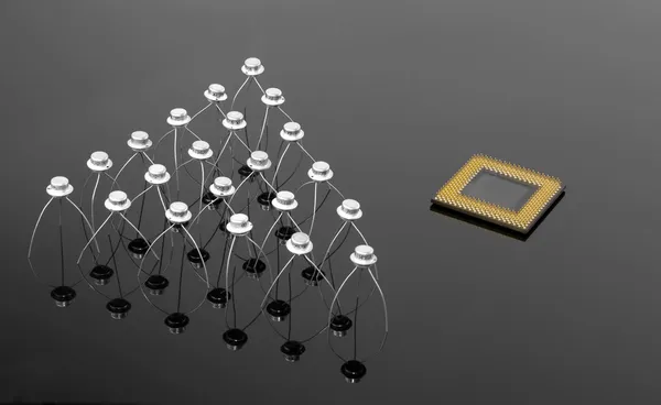 Concept van de processor en transistors — Stockfoto