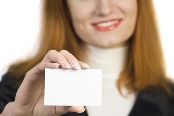 Business woman holding sign — Stock Photo, Image