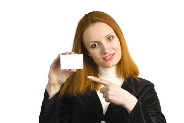 Geschäftsfrau zeigt das Zeichen lizenzfreie Stockbilder