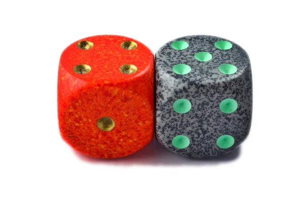 Red and green dice — Stock Photo, Image