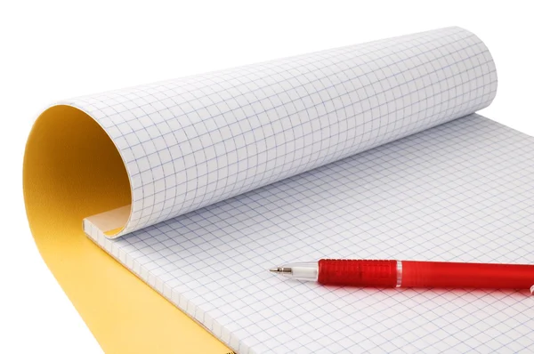 Notepad and pen isolated on white — Stock Photo, Image