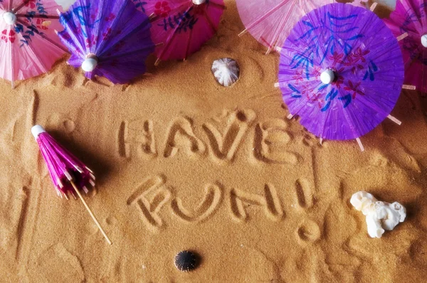ขอให้สนุกกับการเขียนบนทราย — ภาพถ่ายสต็อก