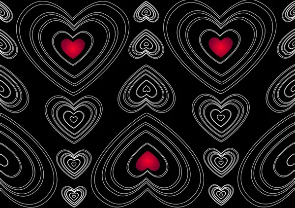 Weiße Herzen auf schwarzem Hintergrund — Stockfoto