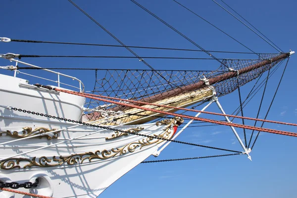 stock image Ropes and fore body of sailind boat