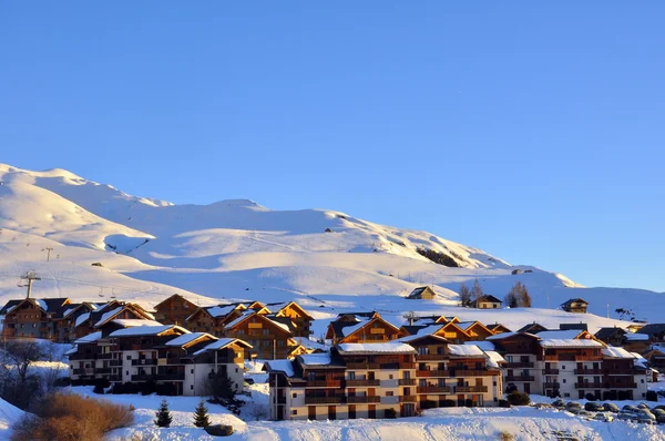 stock image Ski resort in evening