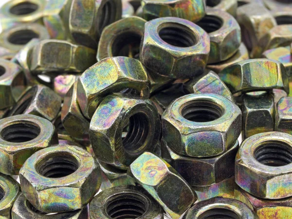 Coloured screw-nuts — Stock Photo, Image