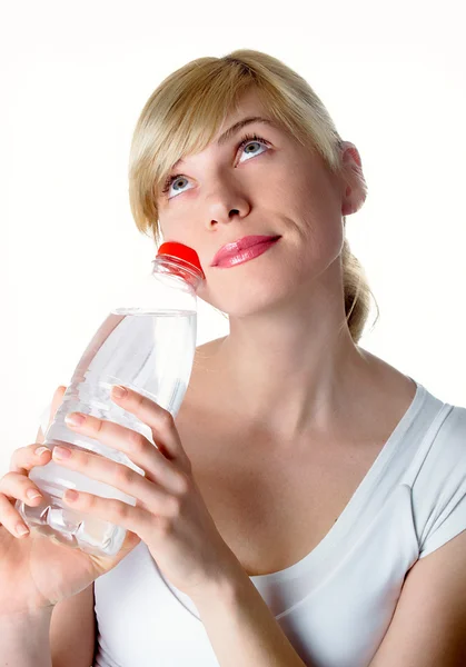 The girl with bottle — Stock Photo, Image