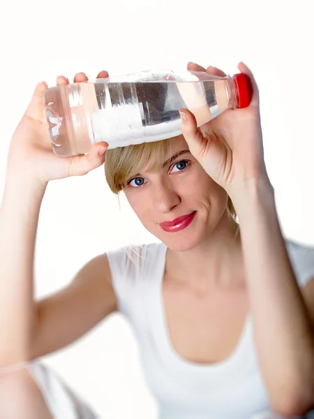The girl with bottle — Stock Photo, Image