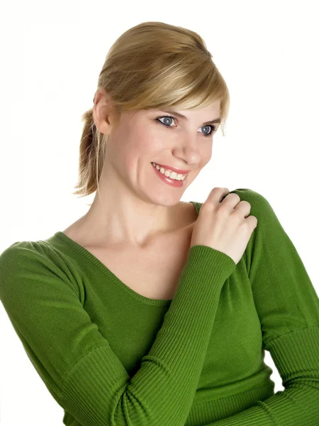 Красива дівчина в зеленому — стокове фото