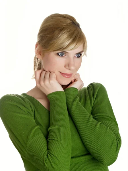 Piękna dziewczyna w zielonej — Zdjęcie stockowe