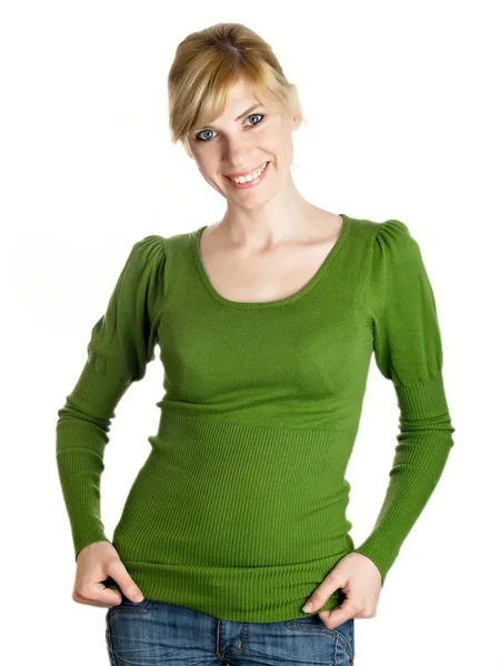 Vacker flicka i grönt — Stockfoto