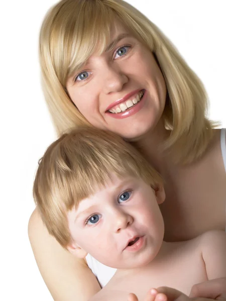 Porträtt av mamma med son — Stockfoto