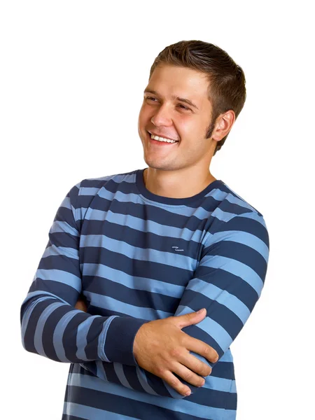 Casual man portret glimlachen op de witte achtergrond — Stockfoto