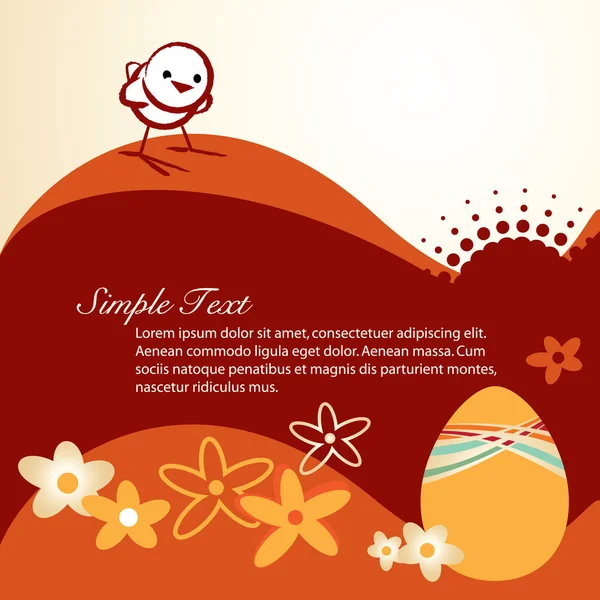 Csirke és a tojás - húsvéti üdvözlőlap — Stock Vector