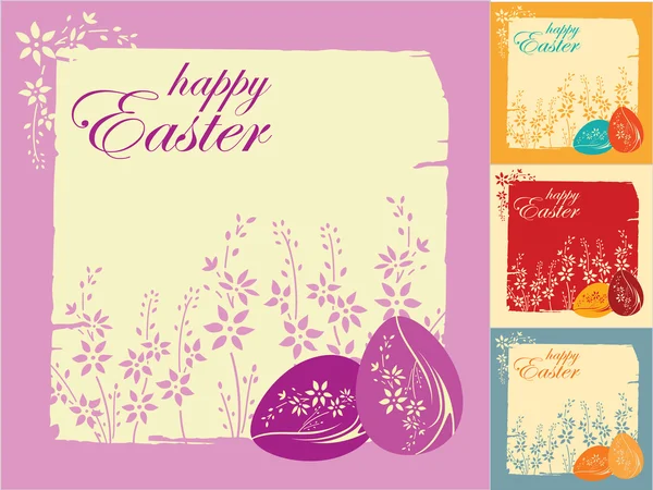 Húsvéti üdvözlőlap színes tojásokkal — Stock Vector