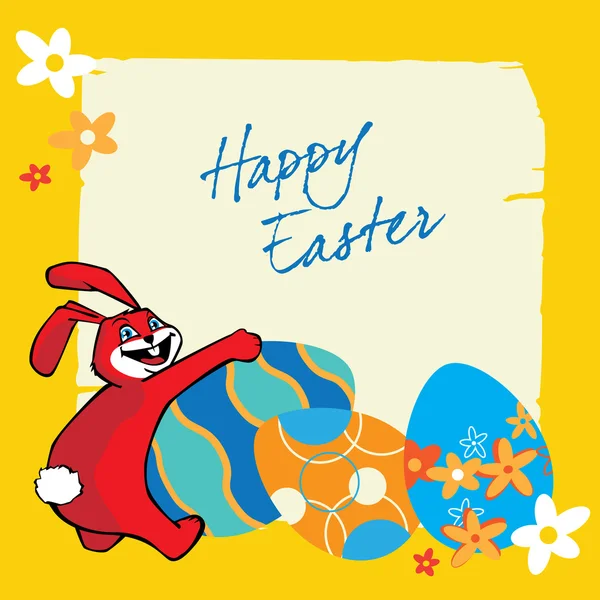 Le lapin et les œufs de Pâques colorés — Image vectorielle