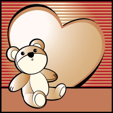 Love background with bear and heart clipart