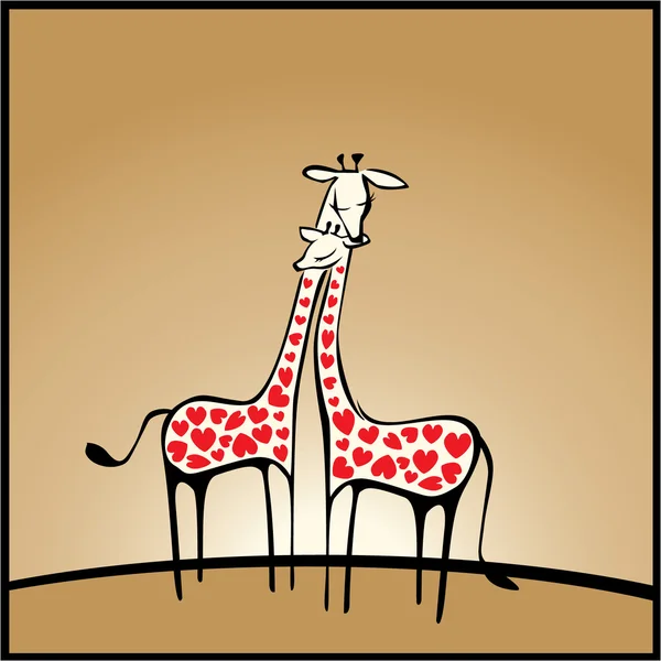 Liebe, Hintergrund mit Giraffen — Stockvektor