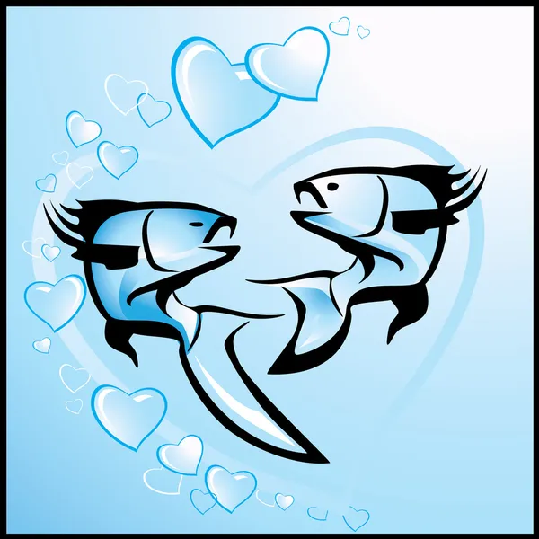 Amore, sfondo con i pesci — Vettoriale Stock
