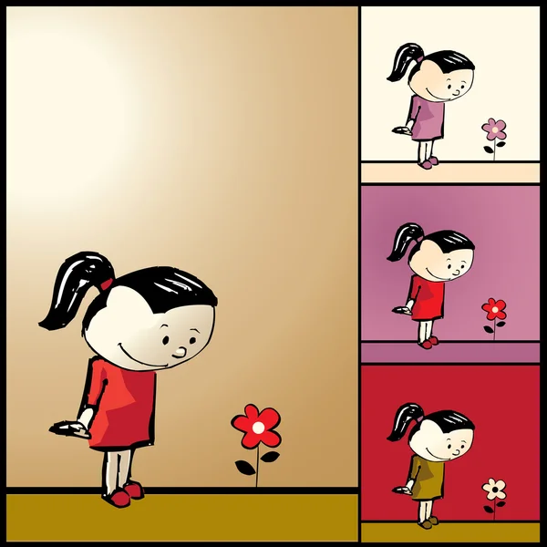 Dívka s květinou — Stockový vektor