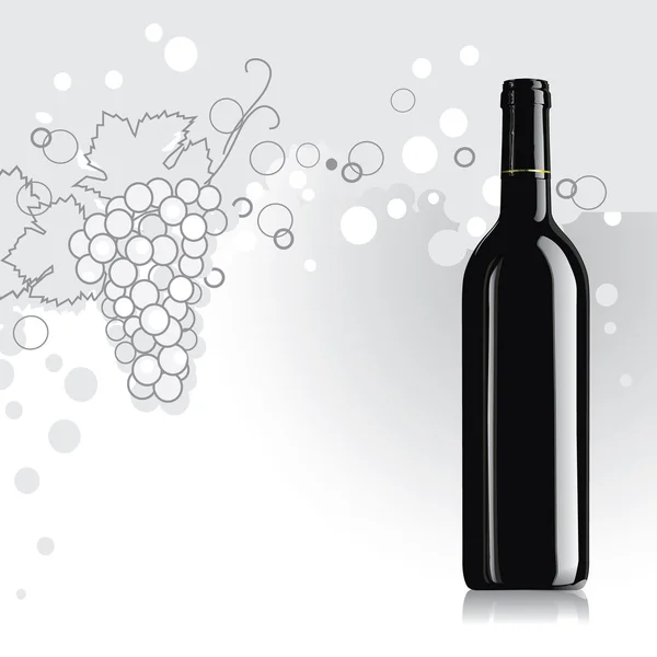 Garrafa de vinho vetorial realista com uva — Vetor de Stock