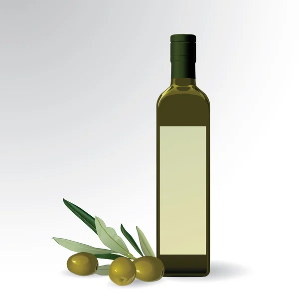 Illustrazione vettoriale della bottiglia di olio d'oliva — Vettoriale Stock