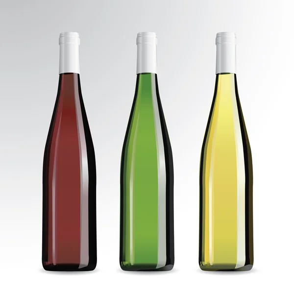 Botellas vectoriales realistas de vino — Vector de stock