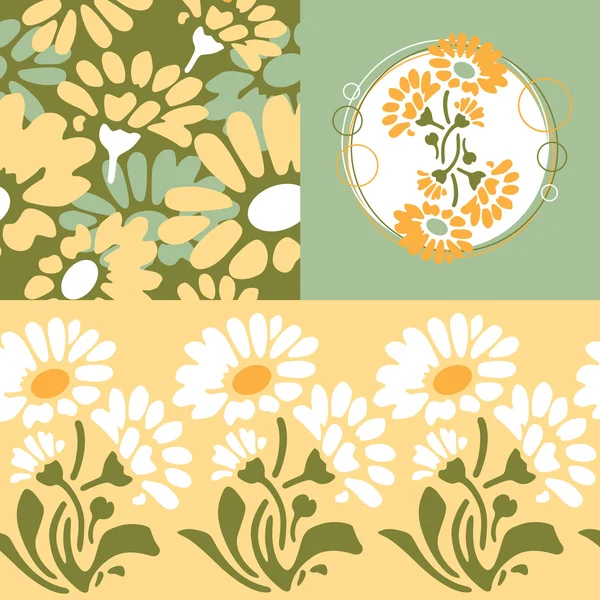Retro floral wallpaper design — Stock Vector