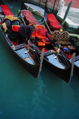 Gondolier and gondolas, Venice clipart