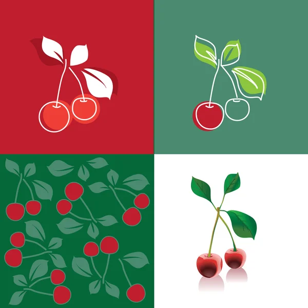 Ensemble de fruits, Cerises douces — Image vectorielle