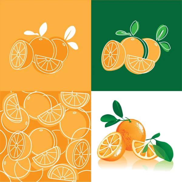 Orange, abstrakter Hintergrund mit Orangen — Stockvektor