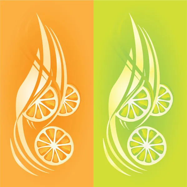 stock vector Fresh fuits, orange and lemon