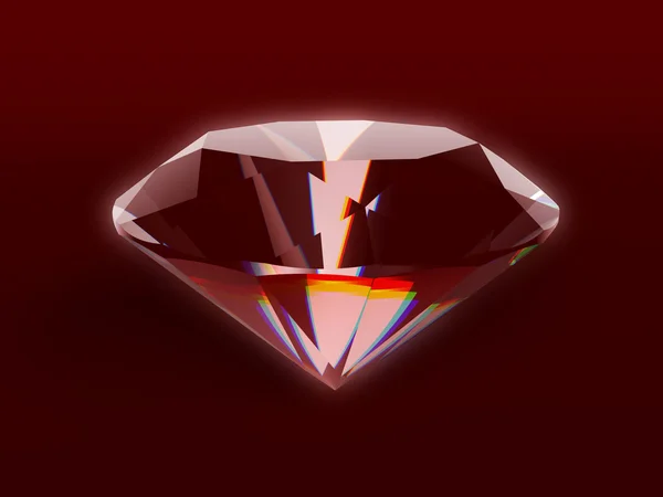 Glänsande diamant på röd — Stockfoto