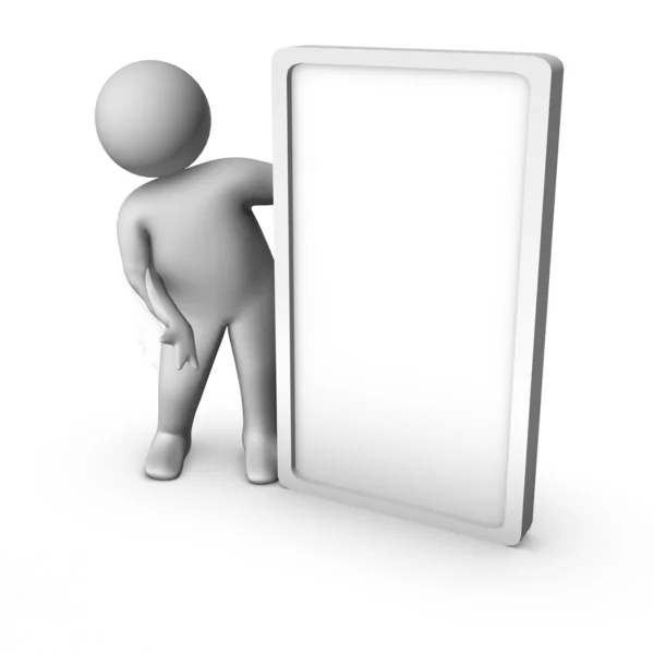 3d man with blank frame — Stock Photo, Image