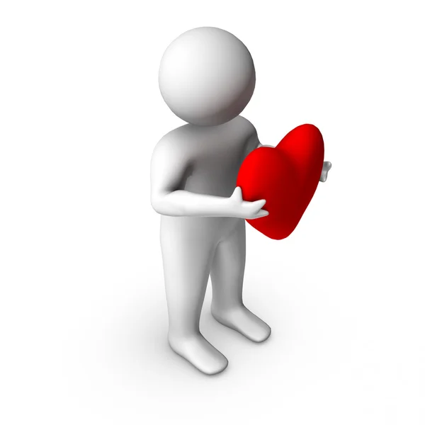 3D człowiek z serca — Zdjęcie stockowe