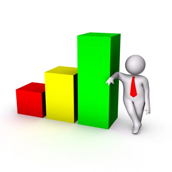 3d man with business chart — Stock Photo, Image