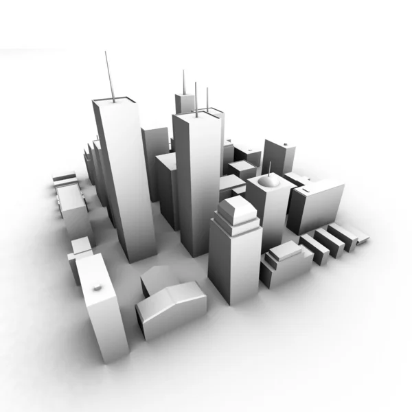 城市模型的 3d 呈现器 — 图库照片
