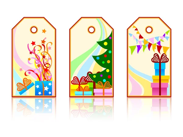 Etichette natalizie cartone animato — Vettoriale Stock