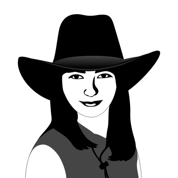 Meisje in een cowboy-hoed — Stockvector