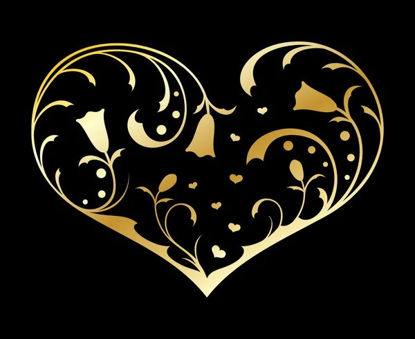 Coeur orné d'or — Image vectorielle