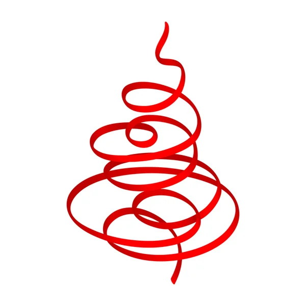 クリスマス ツリー (赤いリボン) — ストックベクタ